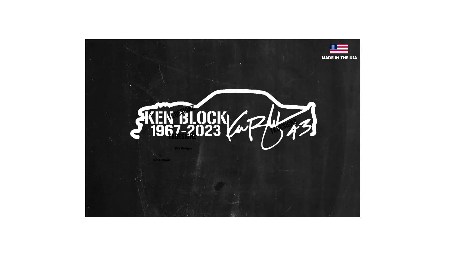 Car Outline Ken Block Signature Date Sticker Decal - Drift Legend